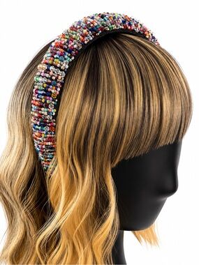 Multicolor Beaded Padded Headband - Women Accessories